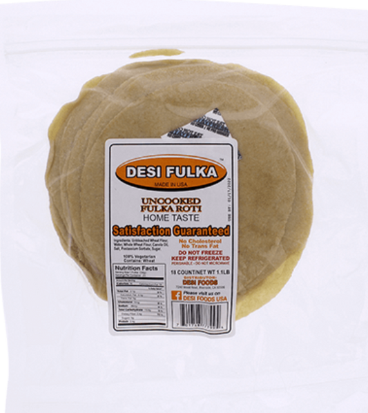 Desi Fulka Uncooked Roti 18 Ct- 1.1lb